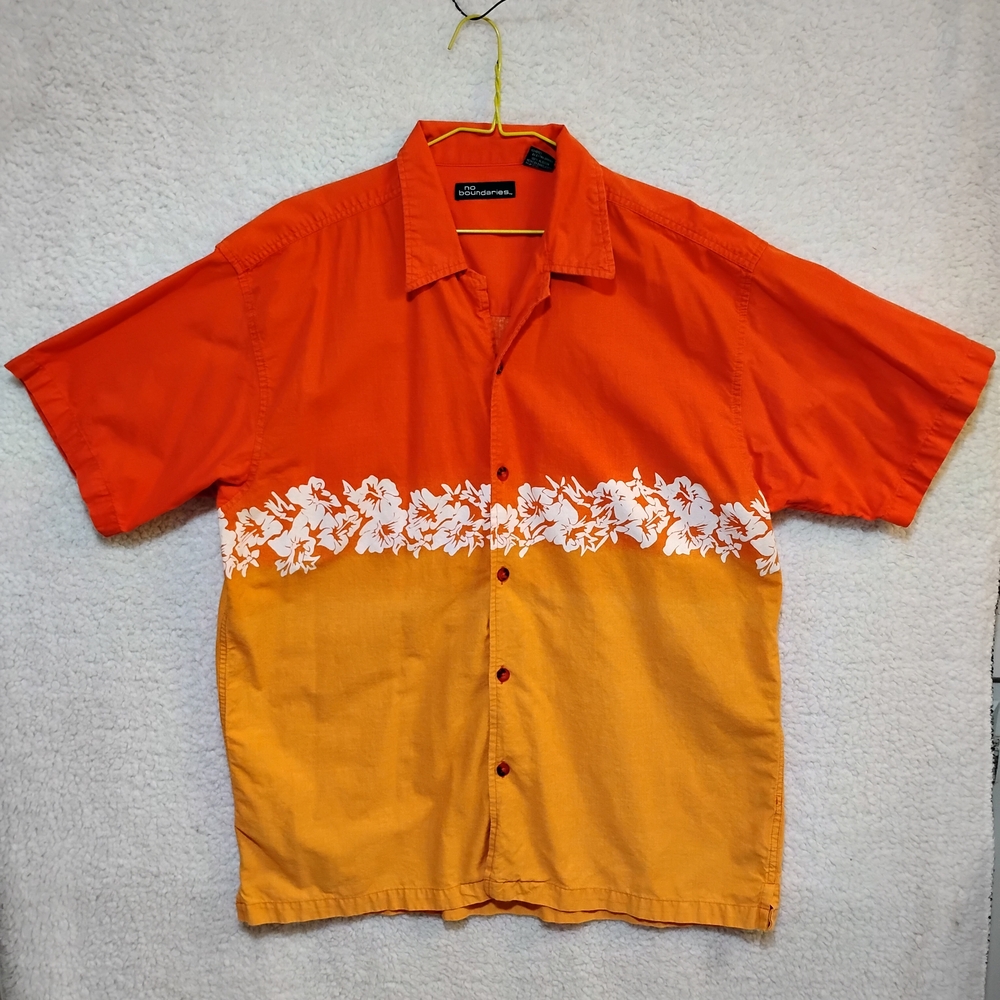 No Boundaries Orange Floral Button Down Shirt